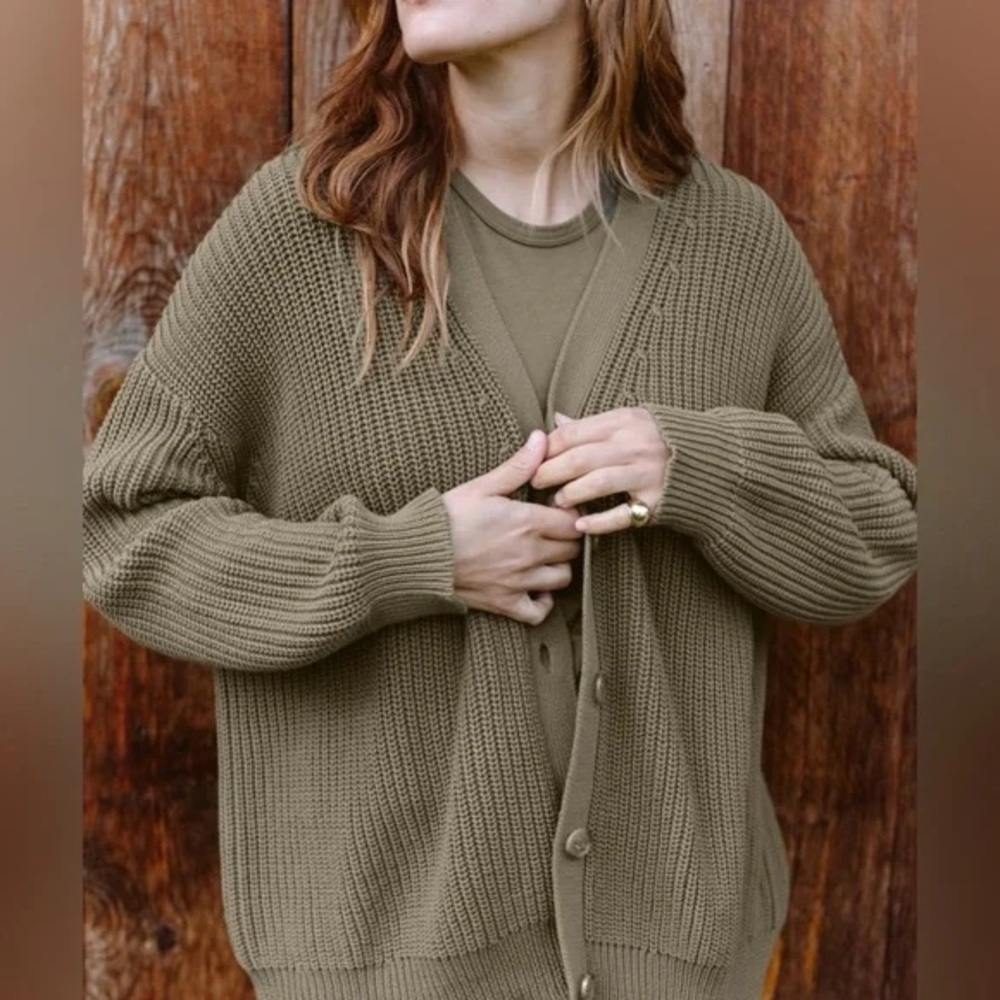Jenni Kayne Cotton Cocoon Cardigan Sweater Sage Green - Picture 2 of 12